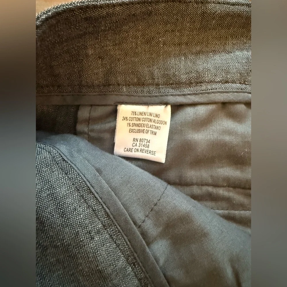 BCBG Max Azria women's Gray Denim- looking Linen Wide-Leg Pants, size 8 GUC - Picture 4 of 8